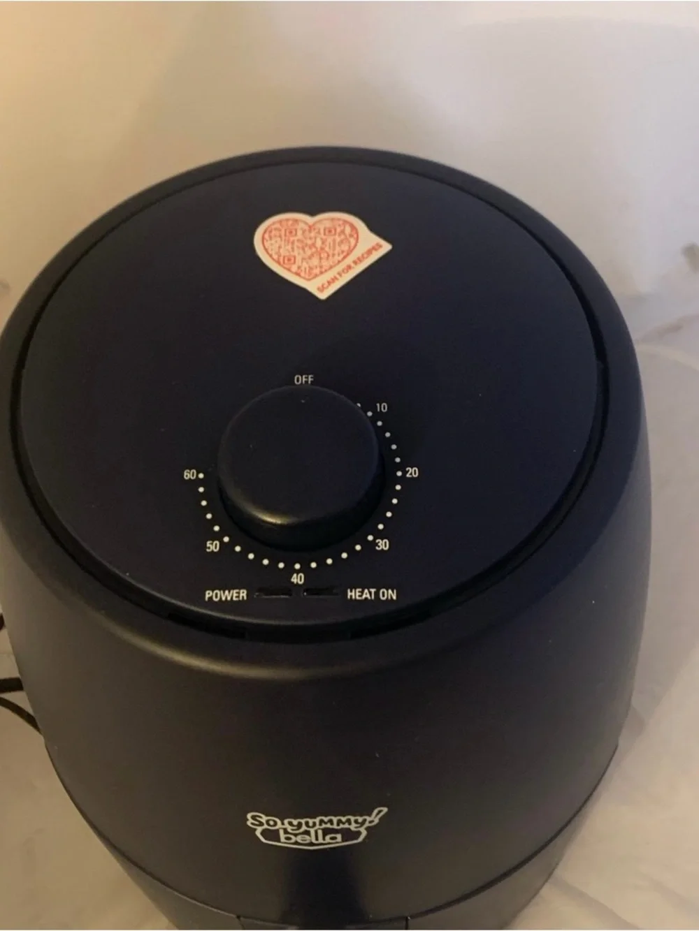 New So Yummy Bella Mini 2QT Air Fryer Dark Navy Blue 1200W Damaged Open Box